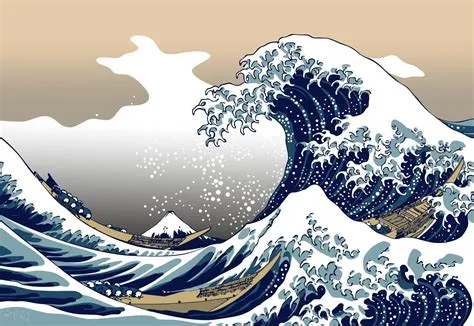 The Great Wave off Kanagawa -  Syväsininen metsästystaivaan alla ja vaahtoavat vedet!